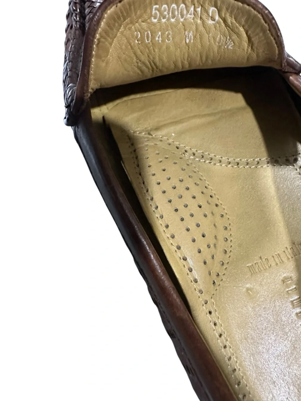Martin Dingman Men's Brown Woven Leather Loafers Made in Italy size 10.5
